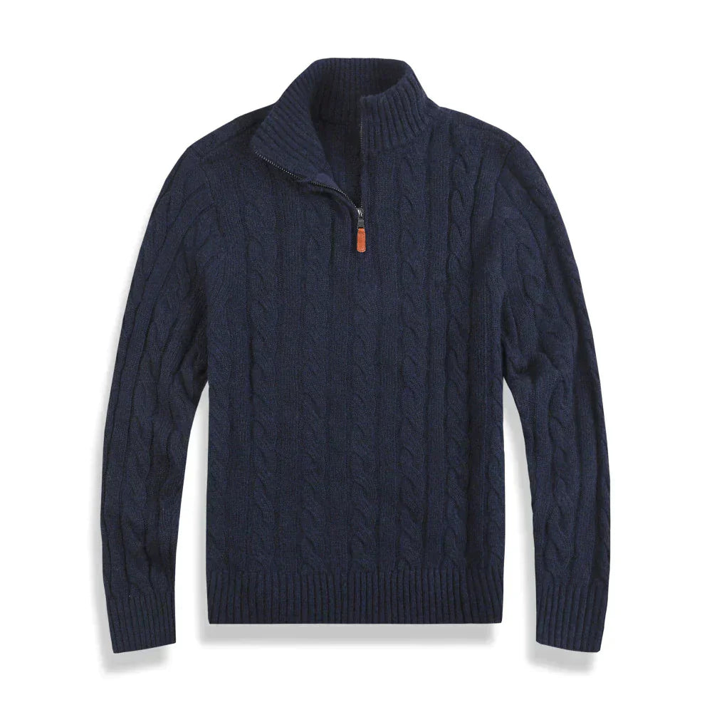 Quarter-Zip Cable Knit Sweater for Men - Image 2
