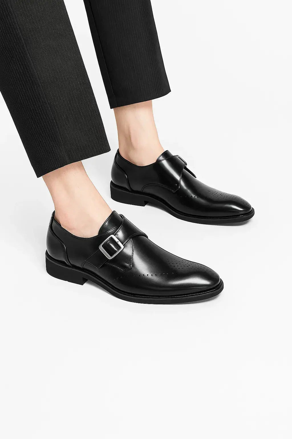 Chaussures à double boucle en cuir pour homme - Chaussures de cérémonie classiques à boucles, idéales pour le travail, les mariages et les occasions spéciales