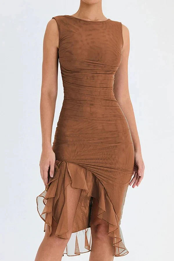 Elegant Mesh Midi Dress