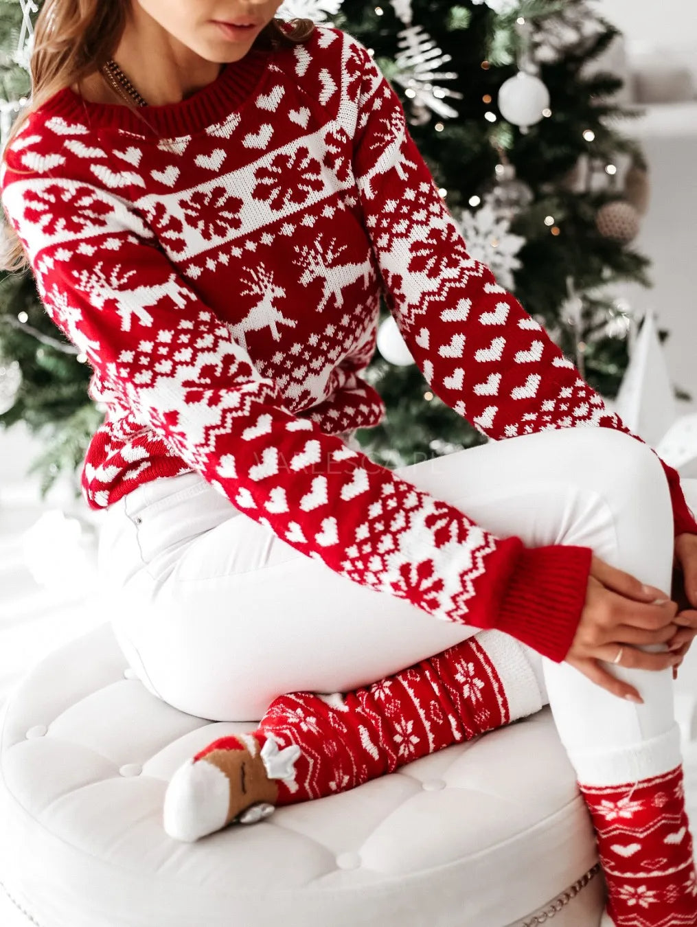 Pull de Noël tricoté pour femmes - Lilas