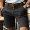 Pantalones cortos de lino para hombre: pantalones cortos de verano de corte recto en mezcla de algodón transpirable; pantalones cortos ligeros e informales para el día a día con cierre de botones