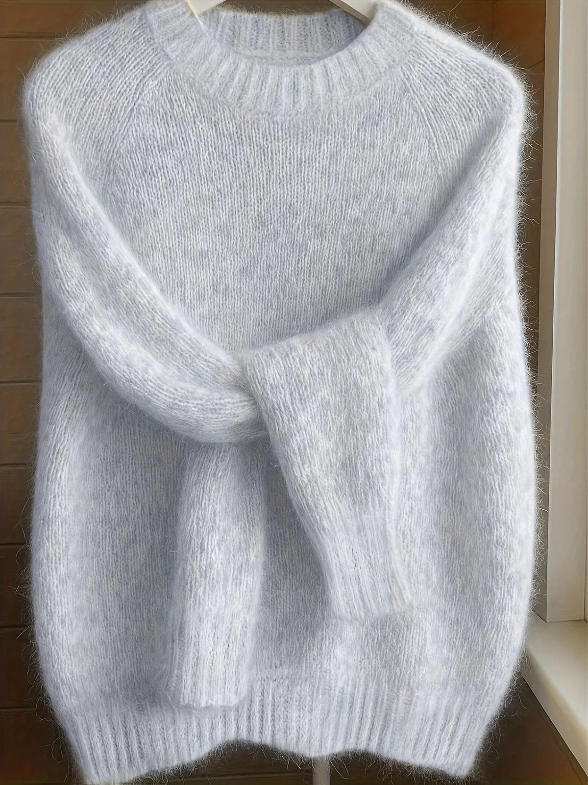Maglione da donna in morbido misto mohair – Pullover in maglia a collo rotondo dalla vestibilità comoda
