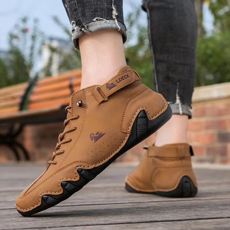 Men's Waterproof High-Top Shoes | Weather Resistant Street Style Boots with Elastic Closure and Durable Rubber Sole