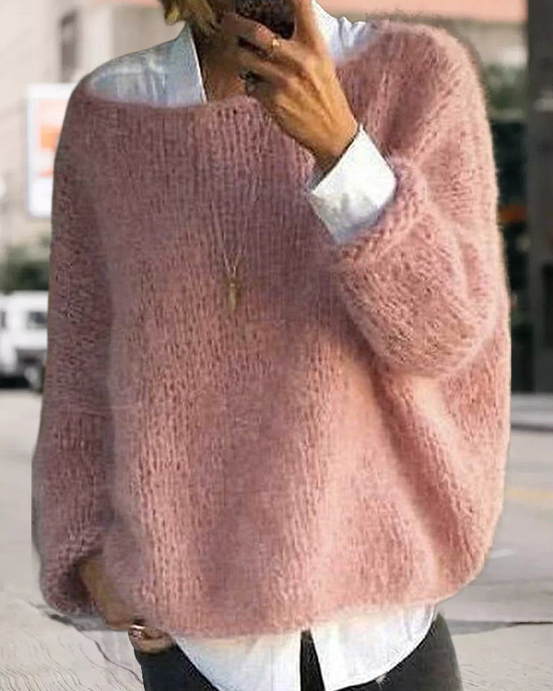 Jersey clásico de punto con hombros descubiertos para mujer