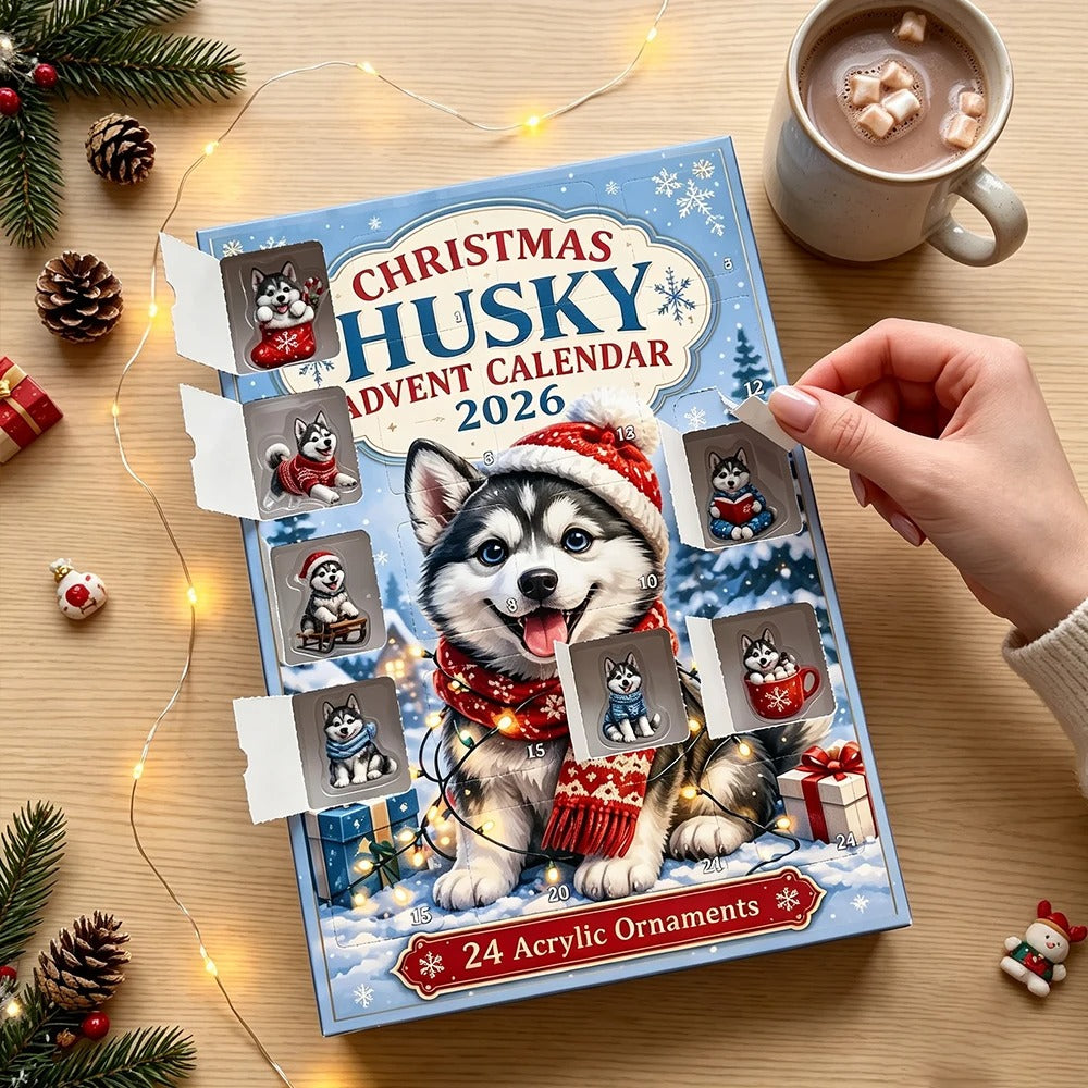 Julekalender til hunde 2026 – 24-dages nedtælling med husky-tema til hundeejere