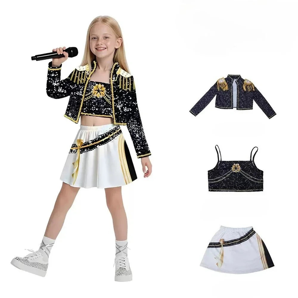 Conjunto de disfraz de cosplay de Zoey para niñas – Disfraz de Halloween de la serie «Demon Hunters» de K-Pop para juegos de rol