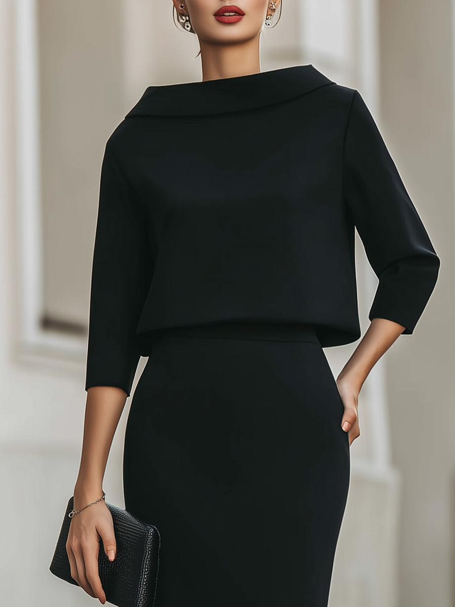 Naisten Hameasu | 2-Osainen, Midi-Hame | Elegantti Toimistoasu
