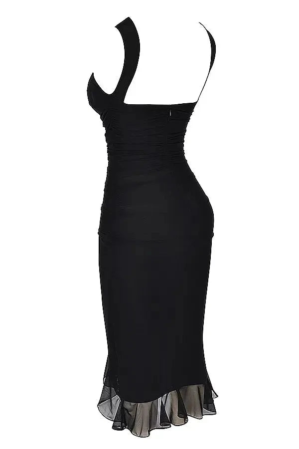 Elegant Mesh Midi Dress