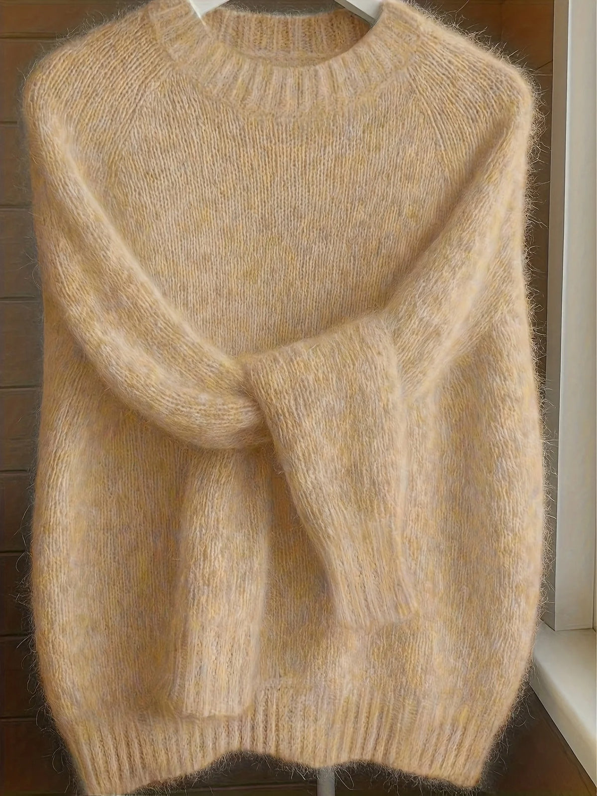 Maglione da donna in morbido misto mohair – Pullover in maglia a collo rotondo dalla vestibilità comoda