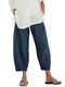 Pantaloni da donna a gamba larga con elastico in vita | Pantaloni corti leggeri con tasche laterali e orlo arrotondato