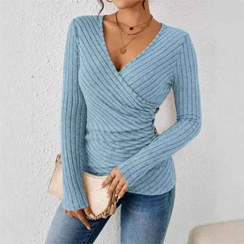 Damen Top Langarm Elegant - Cecile LavelleBlau