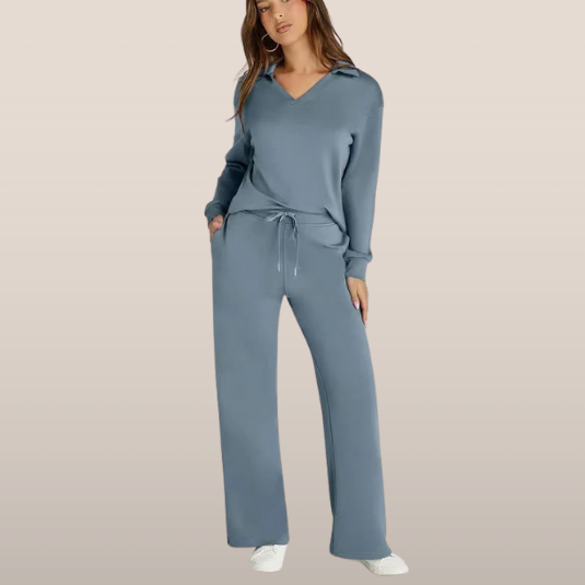 Two-Piece Collared Lounge Set | Soft Breathable