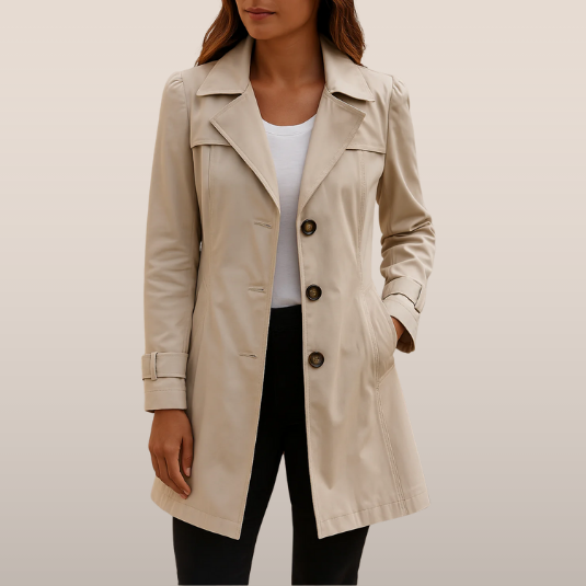 Ladies Trench Coat cu nasturi - Jachetă de sezon intermediar cu guler