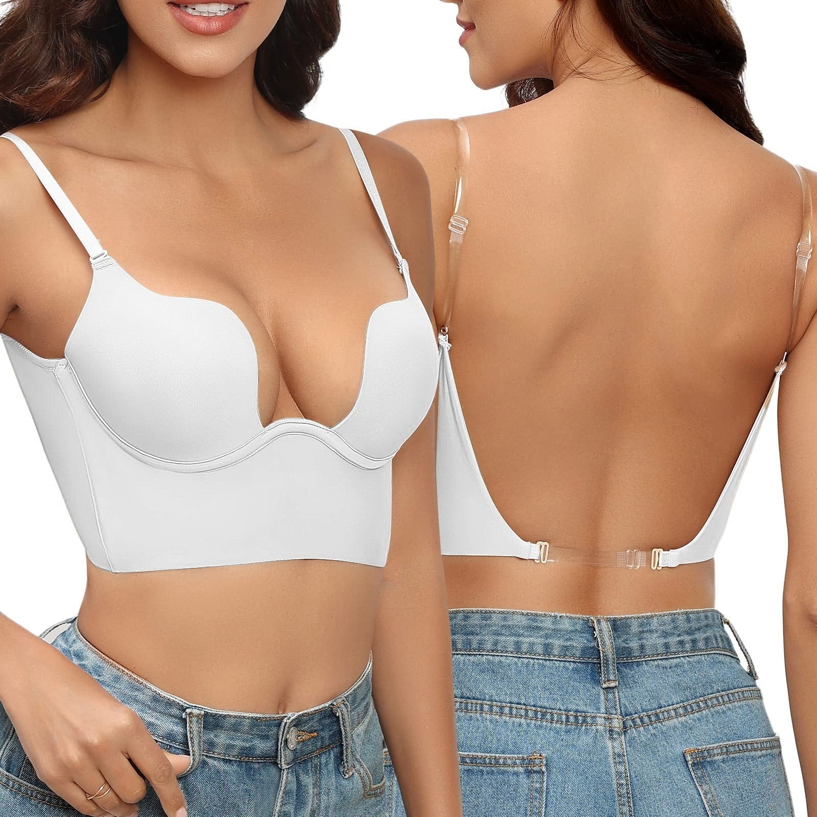 Reggiseno di sostegno senza cuciture e senza schienale – Soluzione modellante senza ferretti con scollo basso