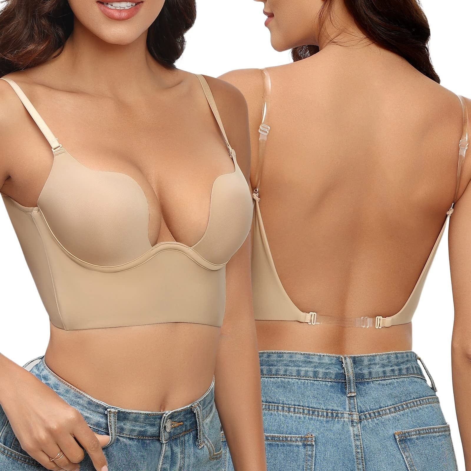 Reggiseno di sostegno senza cuciture e senza schienale – Soluzione modellante senza ferretti con scollo basso