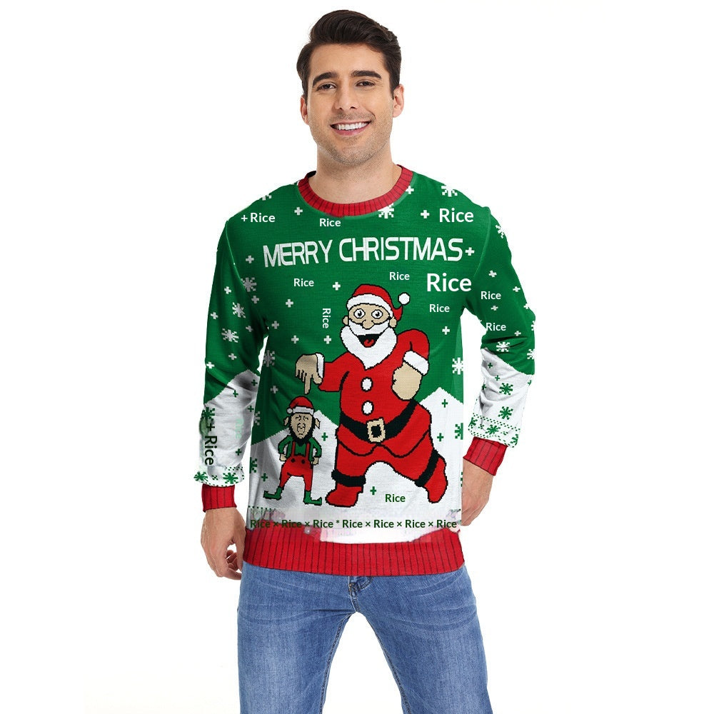 Jersey navideño unisex: jersey de invierno con diseño de Papá Noel para parejas