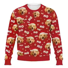 Sudadera navideña personalizada para perros – Jersey navideño con foto de tu mascota impresa en 3D