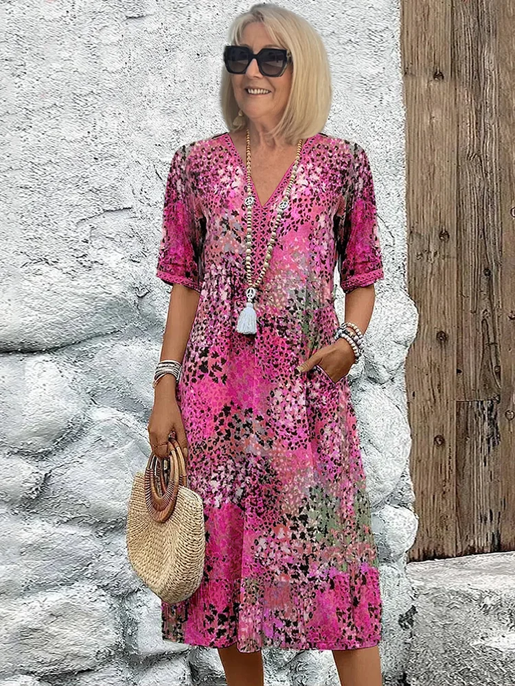 Dámské letní šaty Harper - elegantní květinové šaty s prodyšným materiálem a volným střihem