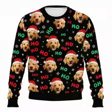 Sudadera navideña personalizada para perros – Jersey navideño con foto de tu mascota impresa en 3D