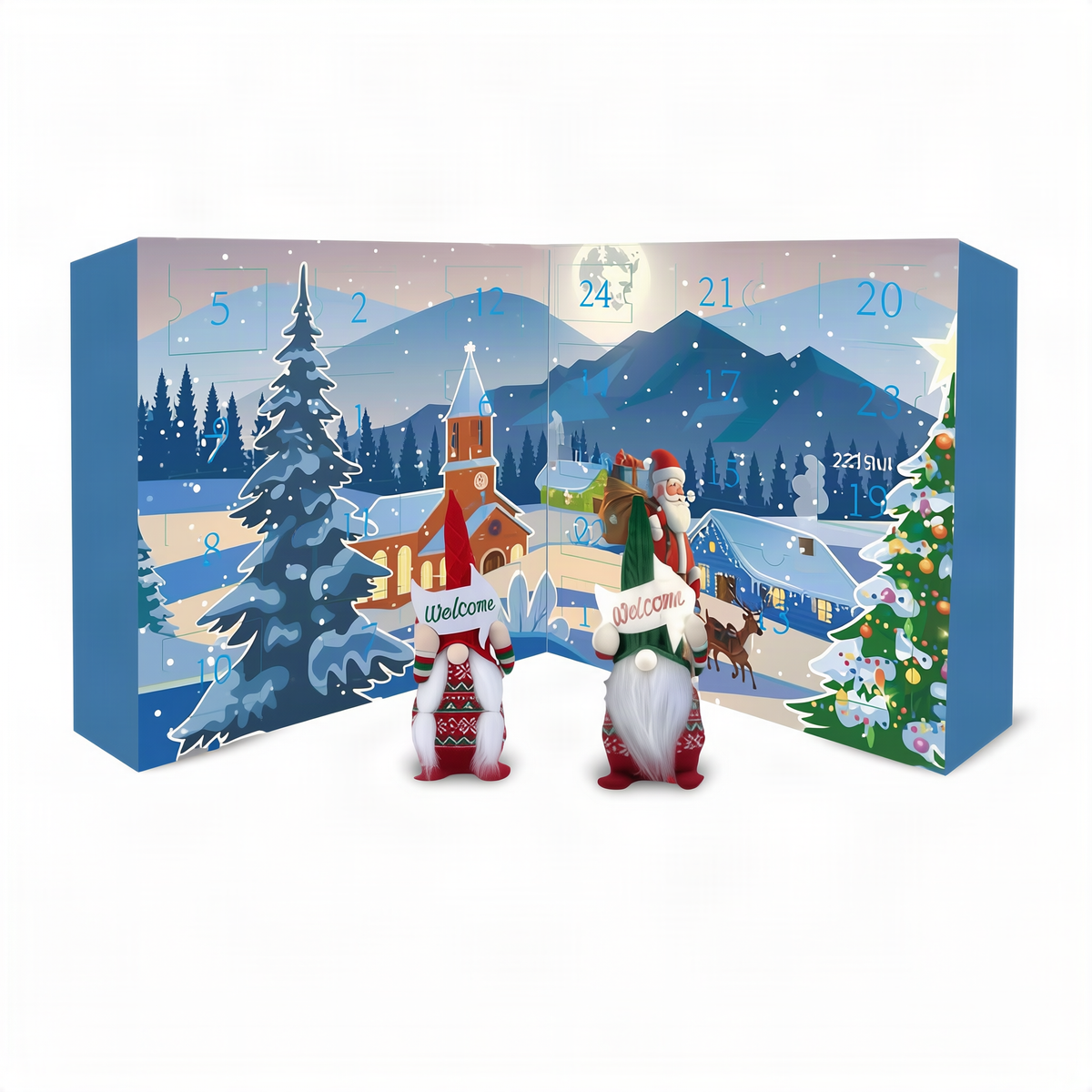 Calendario de Adviento de Navidad de 24 días con gnomos de peluche | Juego de juguetes reutilizables para la cuenta atrás navideña | Decoraciones festivas para el hogar de Gonk