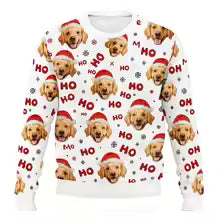 Sudadera navideña personalizada para perros – Jersey navideño con foto de tu mascota impresa en 3D