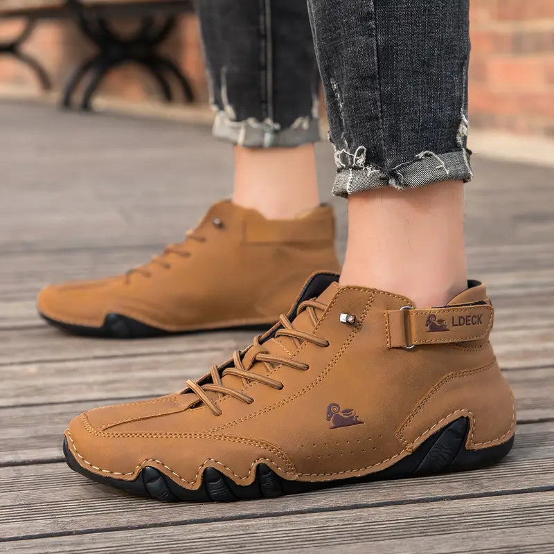 Men's Waterproof High-Top Shoes | Weather Resistant Street Style Boots with Elastic Closure and Durable Rubber Sole