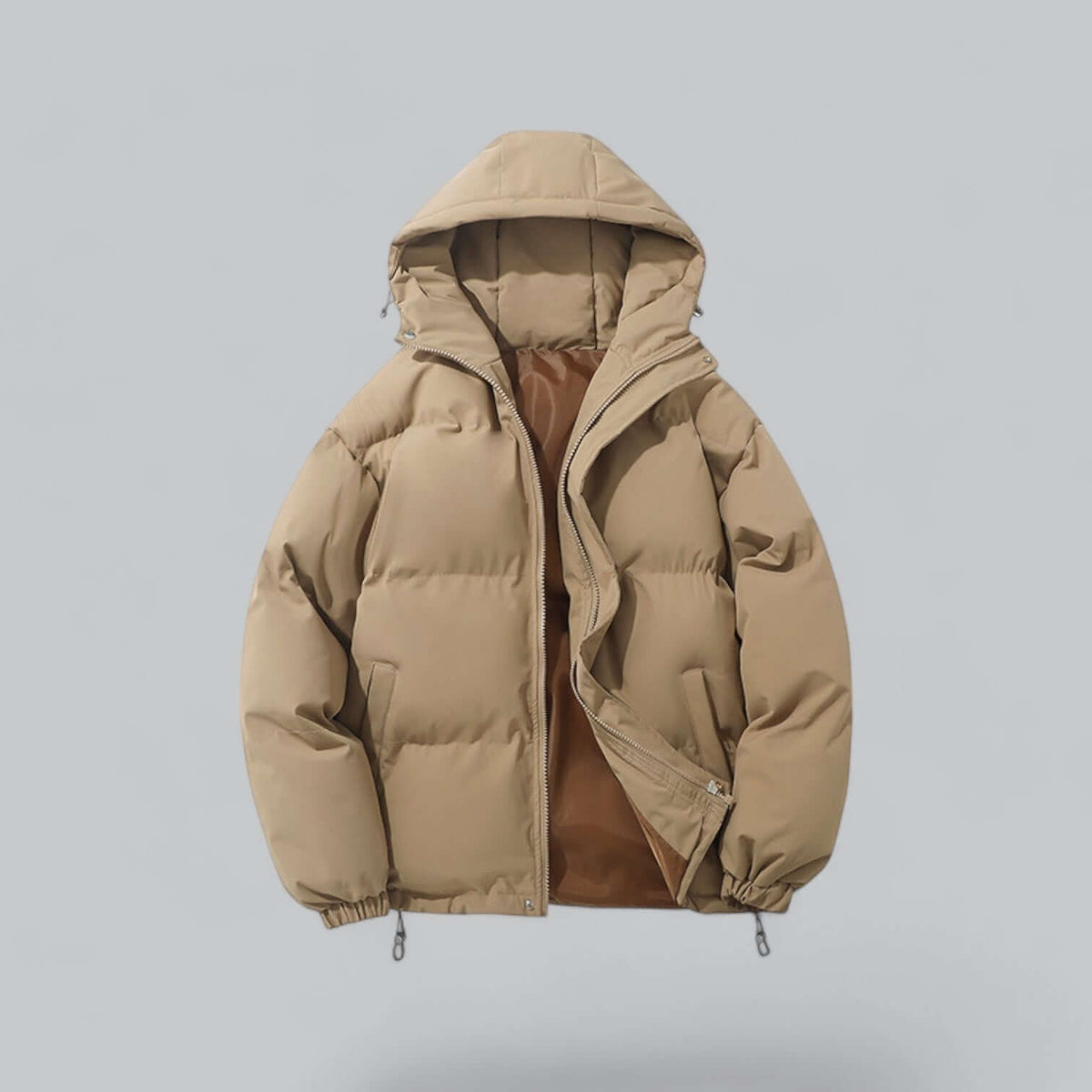 Chaqueta parka de invierno para hombre | Abrigo acolchado con capucha, puños cortavientos y bolsillos seguros para una protección cálida en el día a día