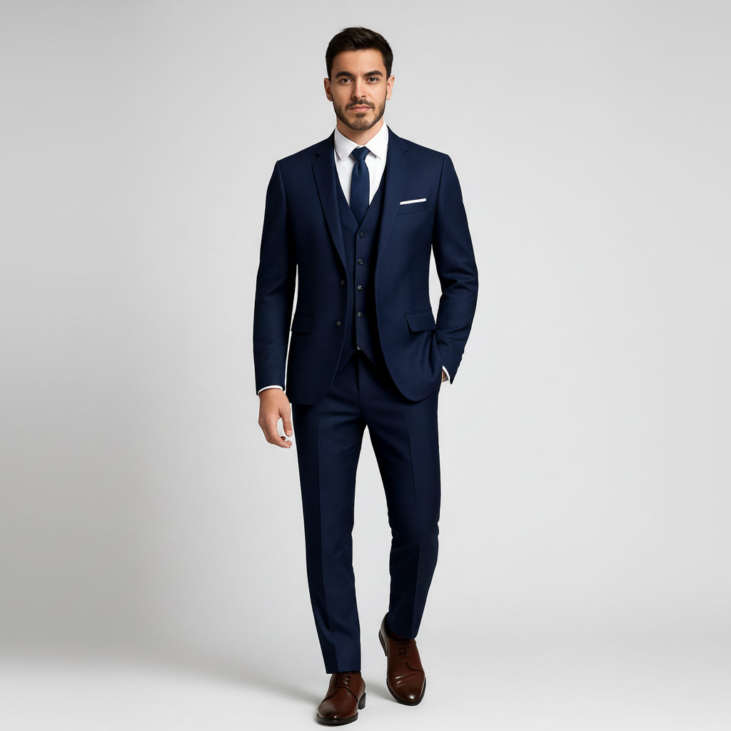 Pánská třídílná sada obleku s sakem, vestou a kalhotami – formální střih slim fit pro svatby, obchodní schůzky a slavnostní příležitosti