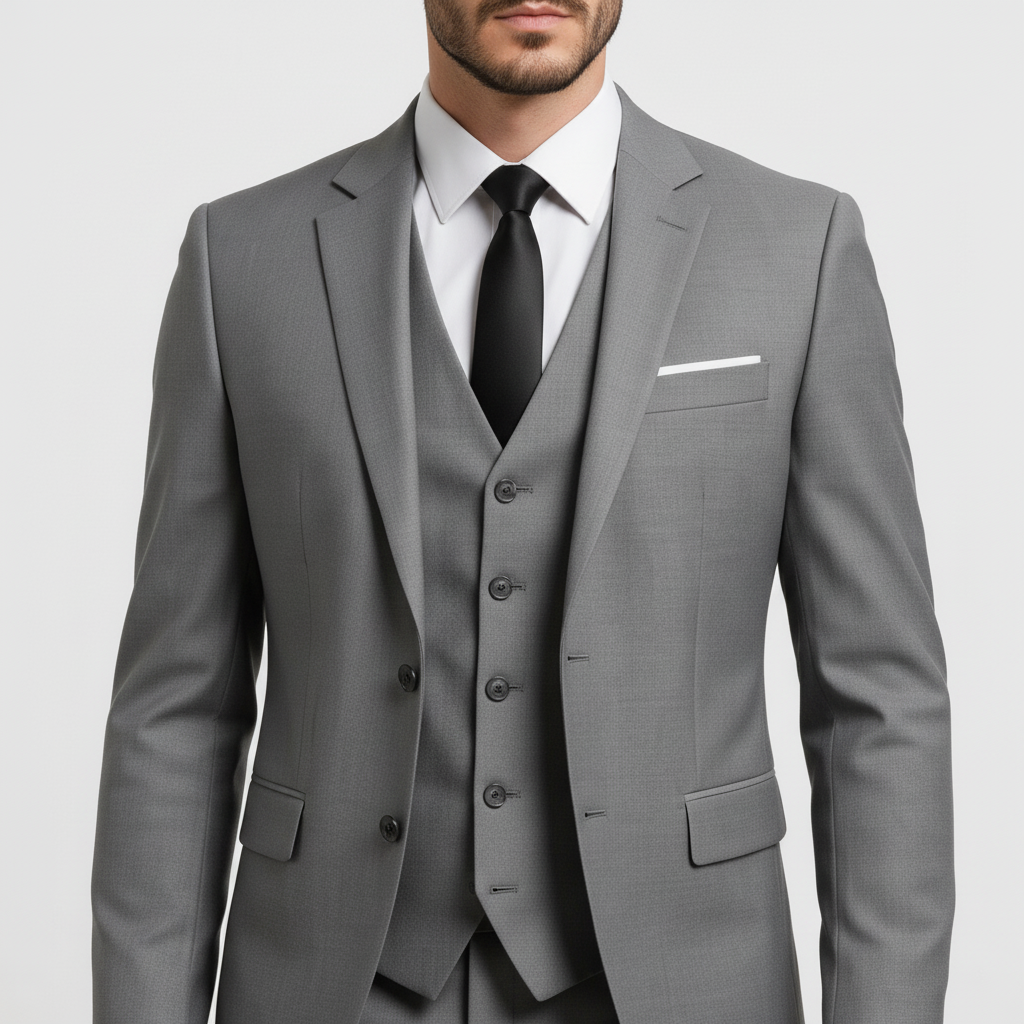 Pánská třídílná sada obleku s sakem, vestou a kalhotami – formální střih slim fit pro svatby, obchodní schůzky a slavnostní příležitosti