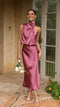 High Neck Satin Dress | Elegant Formal Evening Gown for Special Occasions | Sophisticated Women's Modest Party Wear Dress