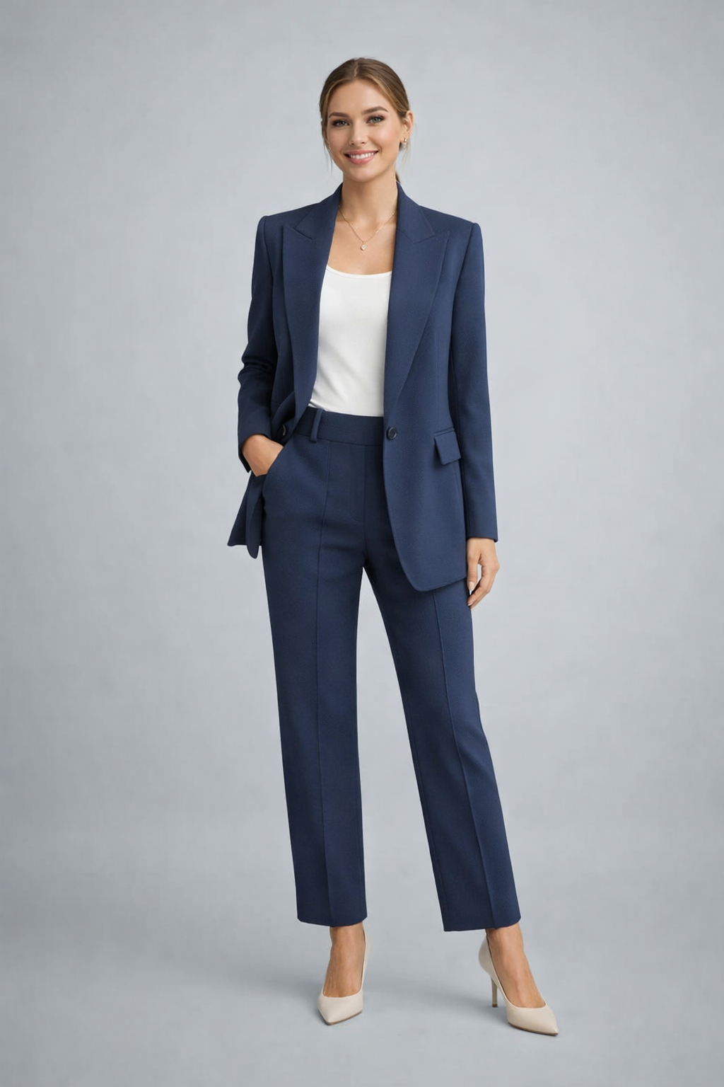 Ensemble blazer et pantalon ajusté pour femme | Costume professionnel de bureau 2 pièces | Ensemble pantalon et veste de travail coupe ajustée