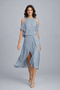 Vestido midi de mujer con hombros al descubierto | Vestido de cuello halter de mezcla de algodón resistente a las arrugas, ideal para bodas de verano y eventos formales