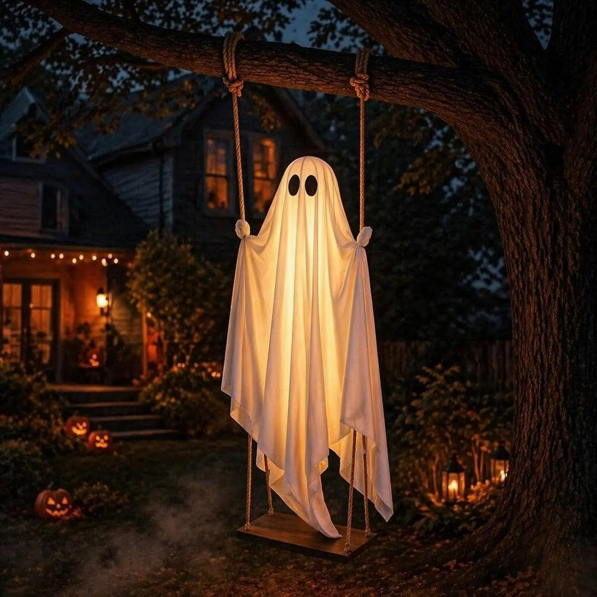 Osvětlená houpající se strašidelná halloweenská venkovní dekorace