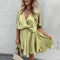 Women's Boho V-Neck Dress - Lightweight Summer Party Dress for Casual Events and Festive Occasions - Flowy Fit Design