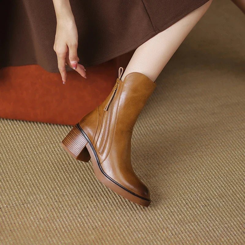 Women's Leather Ankle Boots | Genuine Leather Comfortable Everyday Boots with Padded Insole and Breathable Soft Lining