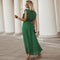 Bohemian Wedding Guest Dress with V-Neck | Festive Boho Style Occasion Dress for Ceremonies and Receptions | Flowing Fit