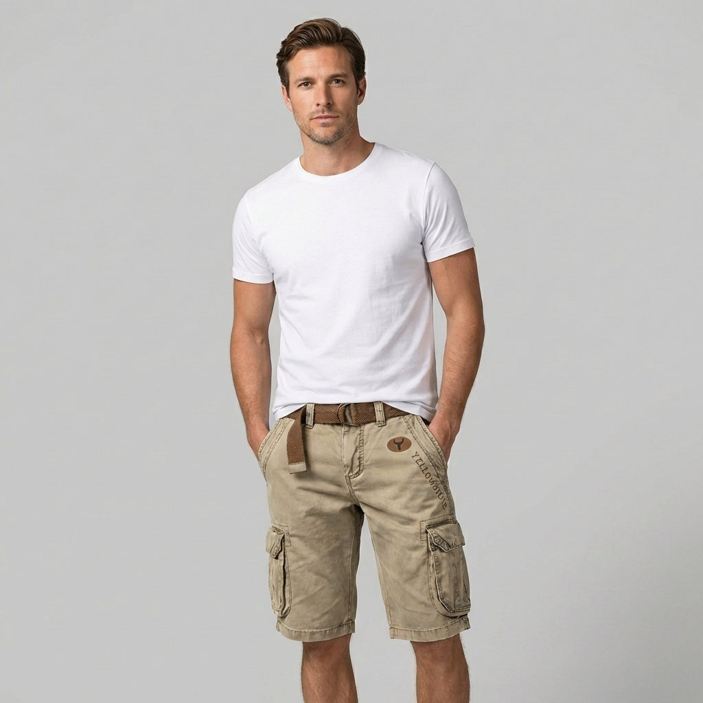Groene heren cargo korte broek, veelzijdig voor mannenmode en dagelijks gebruik.