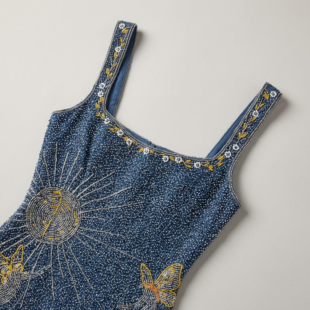 Miniabito scintillante "Shimmering Starry" | Abito da sera aderente senza maniche con spacco laterale | Abito da sera leggero per occasioni speciali