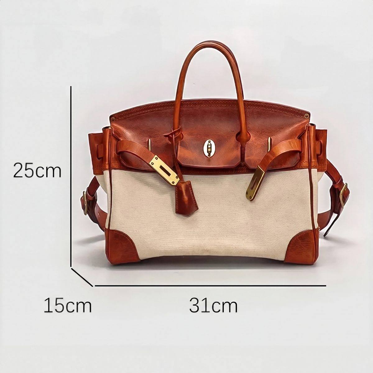 Leather Weekend Bag with Spill Resistant Canvas and Gold Tone Hardware | Durable Overnight Travel Bag for Short Trips