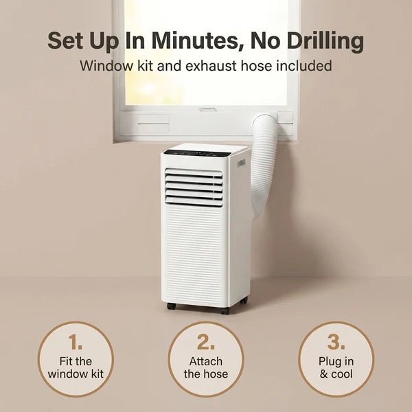 Climatiseur-déshumidificateur 2-en-1 – Climatiseur portable de 9 000 BTU pour les pièces chaudes et humides