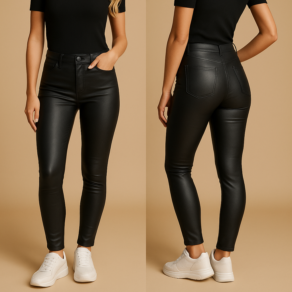 Women's High-Waist Stretch Leather Pants | Slim Fit
