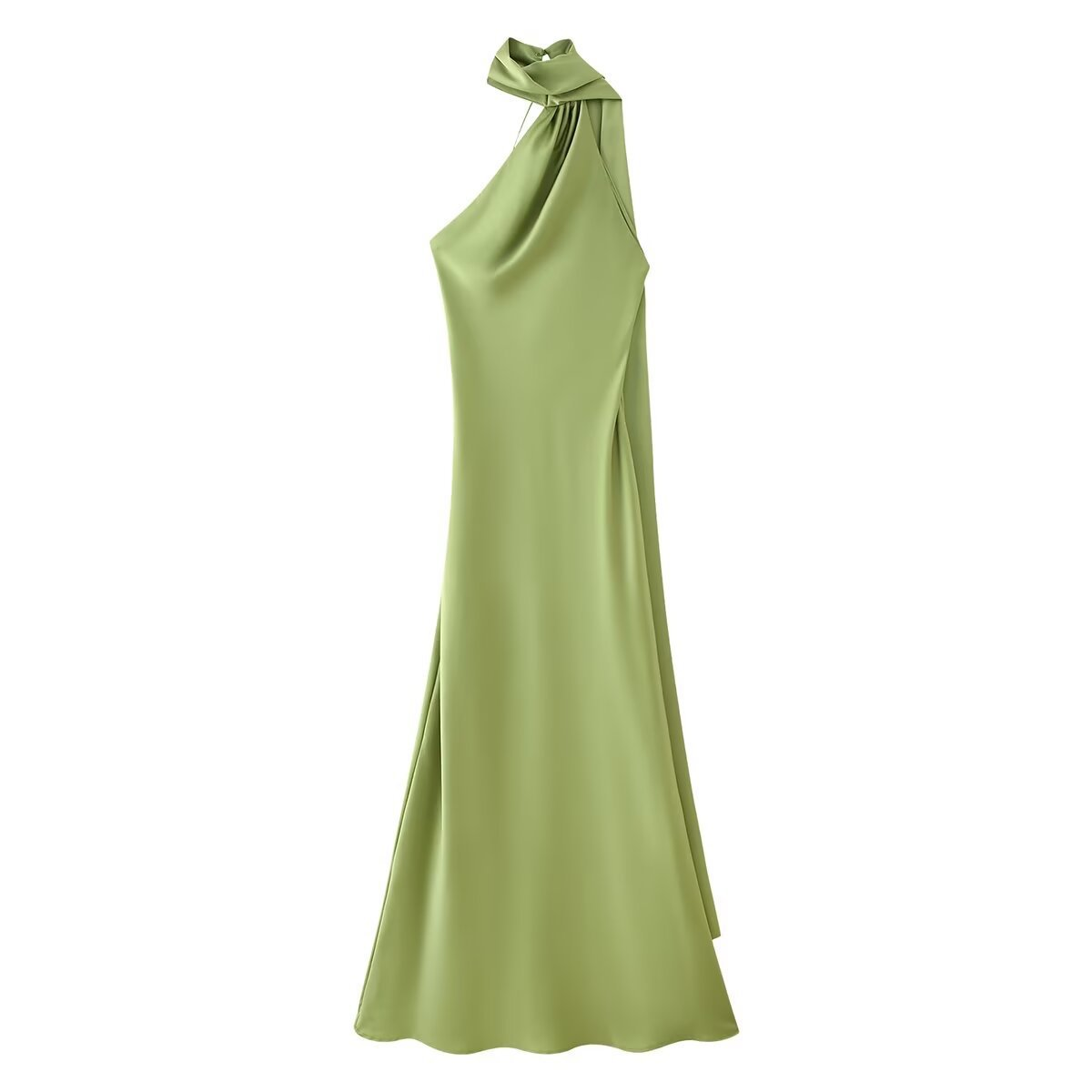 Women's One-Shoulder Satin Maxi Dress | Elegant A-Line Formal Gown for Wedding Guests and Evening Events | Sleeveless Ceremony