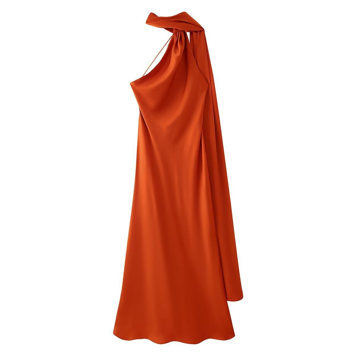 Women's One-Shoulder Satin Maxi Dress | Elegant A-Line Formal Gown for Wedding Guests and Evening Events | Sleeveless Ceremony