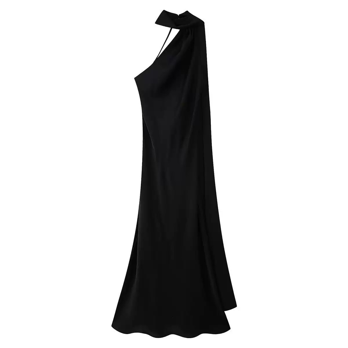 Women's One-Shoulder Satin Maxi Dress | Elegant A-Line Formal Gown for Wedding Guests and Evening Events | Sleeveless Ceremony