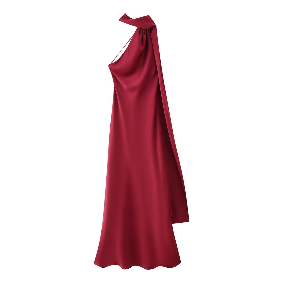 Women's One-Shoulder Satin Maxi Dress | Elegant A-Line Formal Gown for Wedding Guests and Evening Events | Sleeveless Ceremony