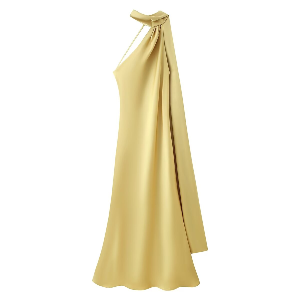 Women's One-Shoulder Satin Maxi Dress | Elegant A-Line Formal Gown for Wedding Guests and Evening Events | Sleeveless Ceremony