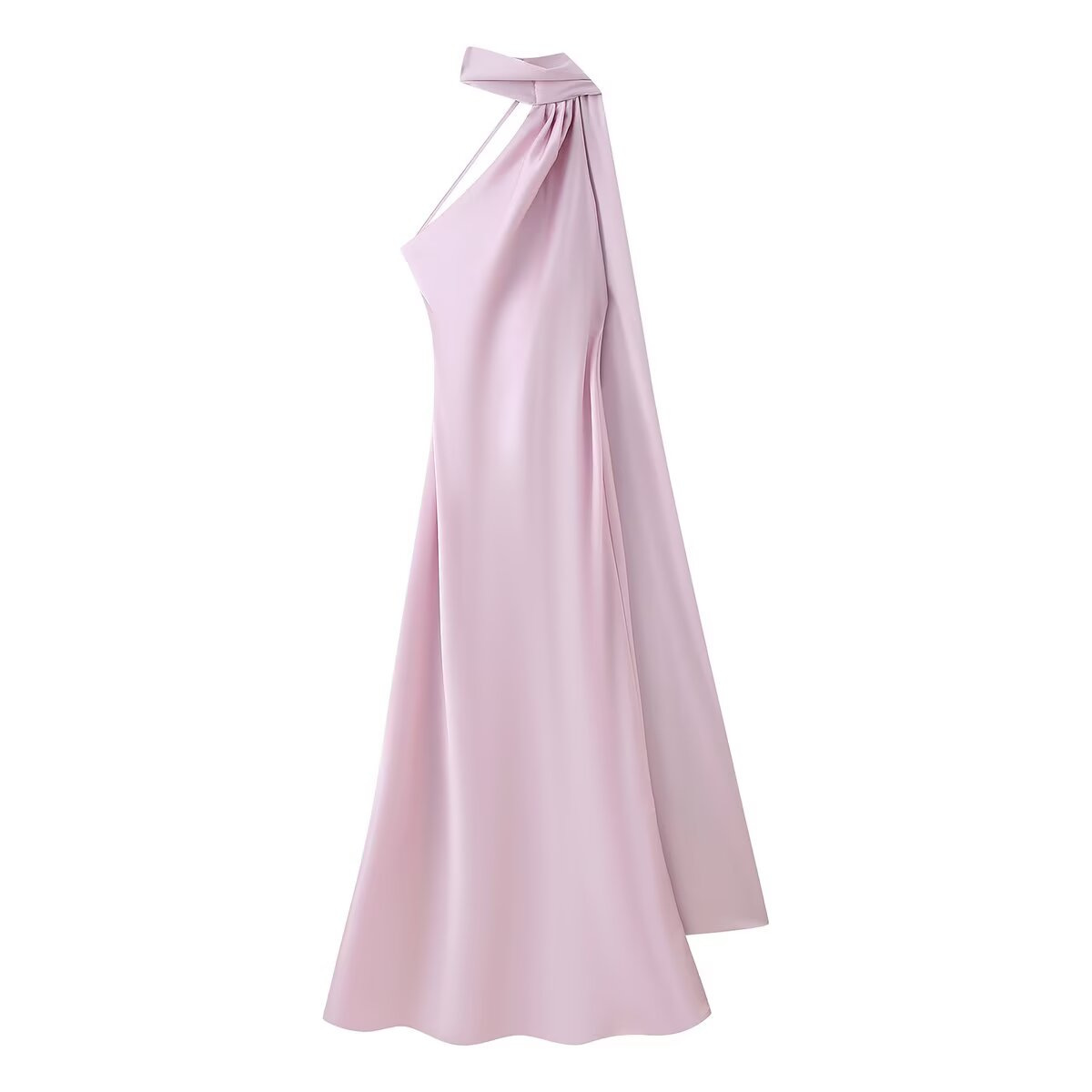 Women's One-Shoulder Satin Maxi Dress | Elegant A-Line Formal Gown for Wedding Guests and Evening Events | Sleeveless Ceremony