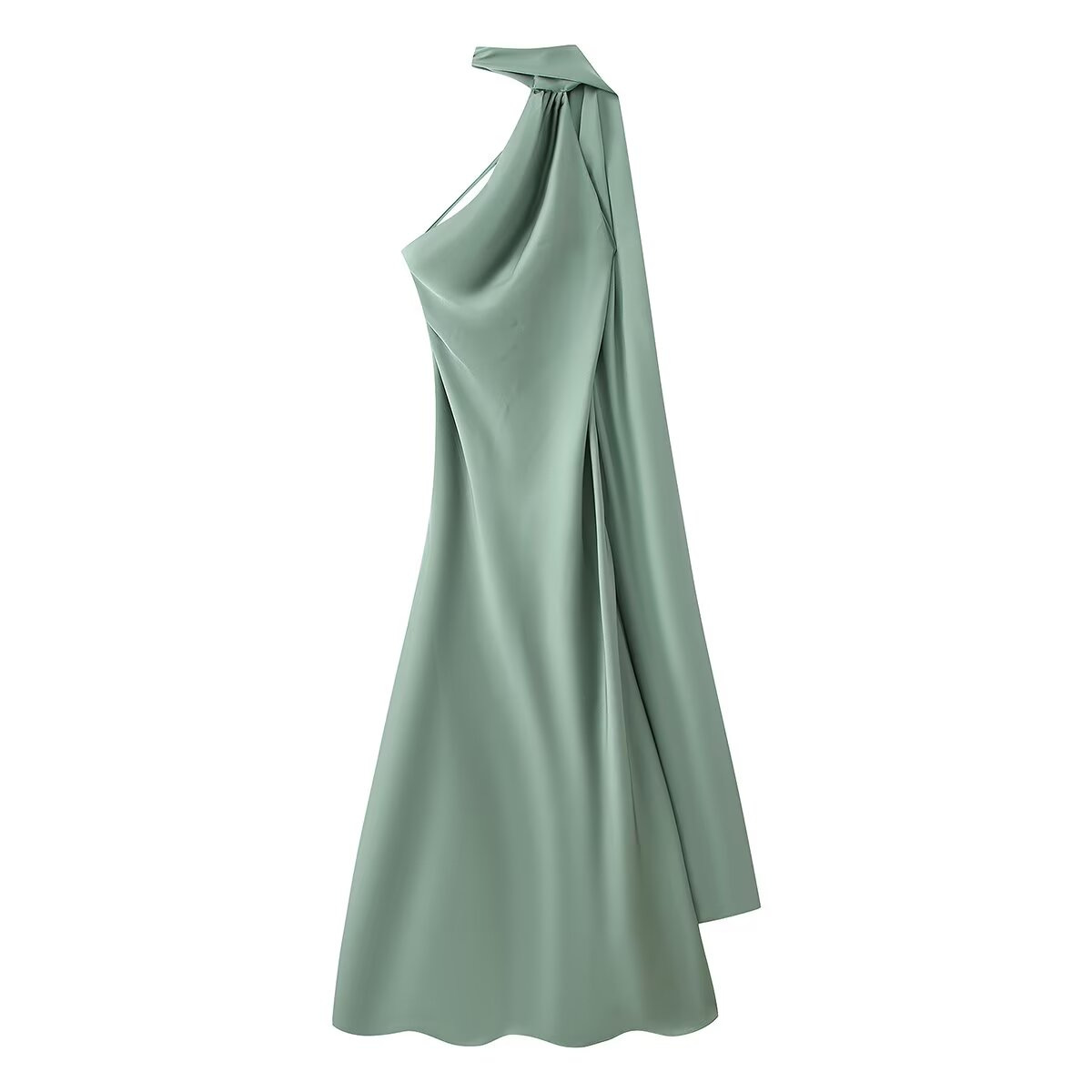 Women's One-Shoulder Satin Maxi Dress | Elegant A-Line Formal Gown for Wedding Guests and Evening Events | Sleeveless Ceremony