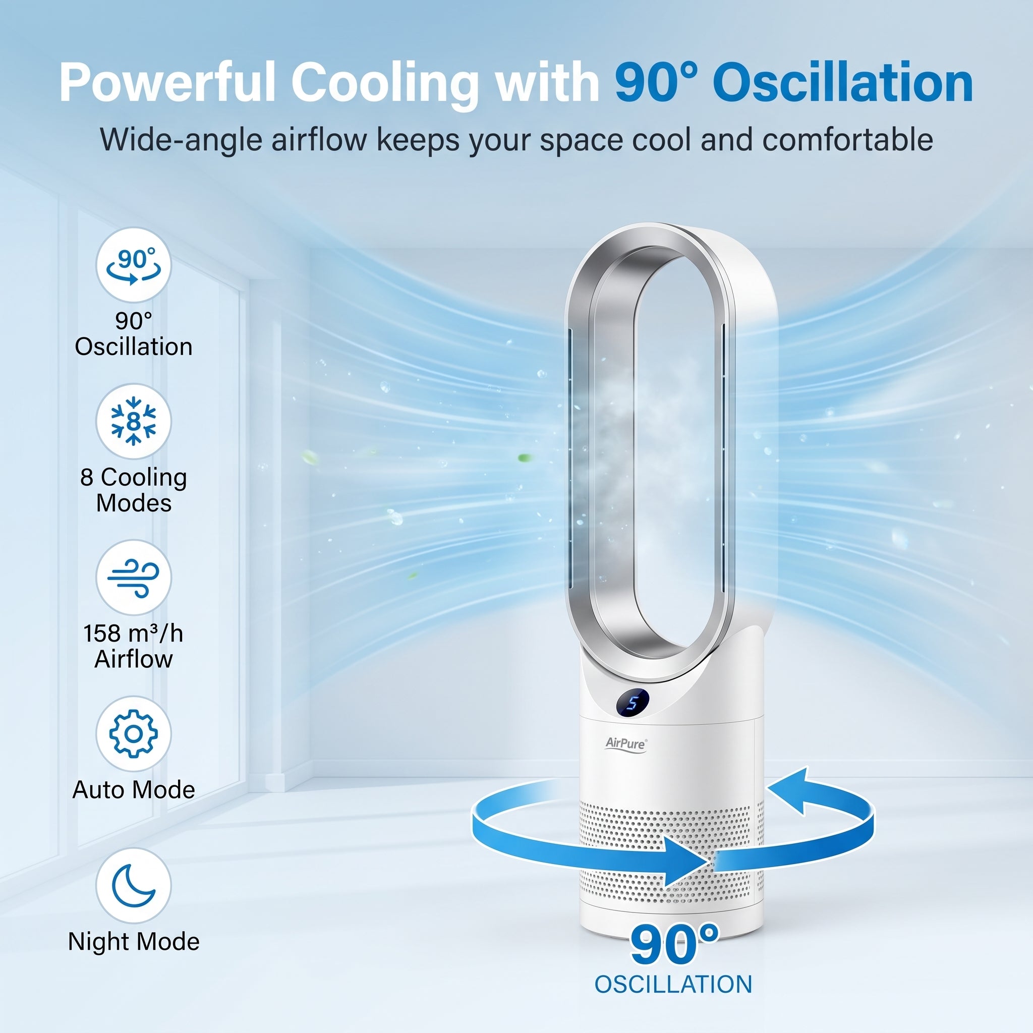AirPure: enfriador de aire, purificador de aire con luz UV e ionizador 3 en 1 [Oferta limitada por el Mundial]