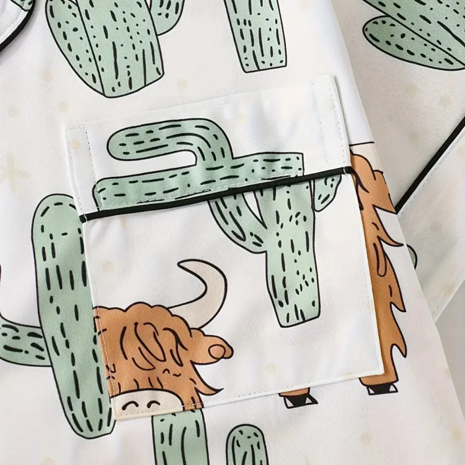 Σετ πιτζάμας για γυναίκες με μοτίβο «Highland Cow Cactus»